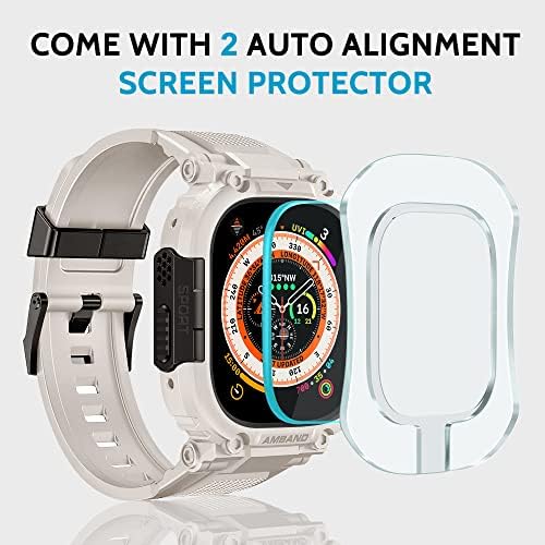 AMBAND BANDS CASE Protetor de tela Compatível com Apple Watch Ultra 49mm, M1 Sport Series Rugged Cover Strap e 2 pacote
