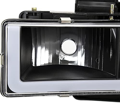 Spec-d Tuning Black Housing Lente Clear Faróis com barra de luz LED compatível com Chevy GMC C10 C/K 1500 2500 3500