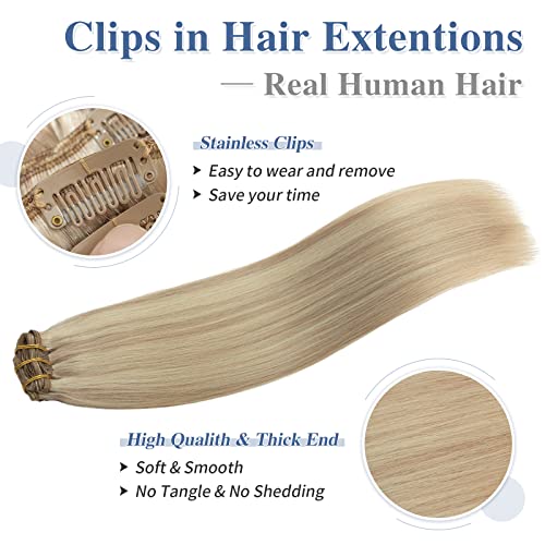 Clipe em extensões de cabelo cabelos humanos reais s-noilita 16p22 loira clara destacou as extensões de cabelo de
