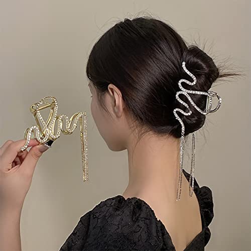 Clipes de garras de cabelo acessórios de cabelo de cobra metal prata elegante borla