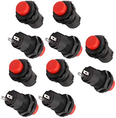 Aexit 10 x interruptores momentâneos spst sem interruptor de botão vermelho AC Pushbutton Switches 250V/1.5A 125V/3A