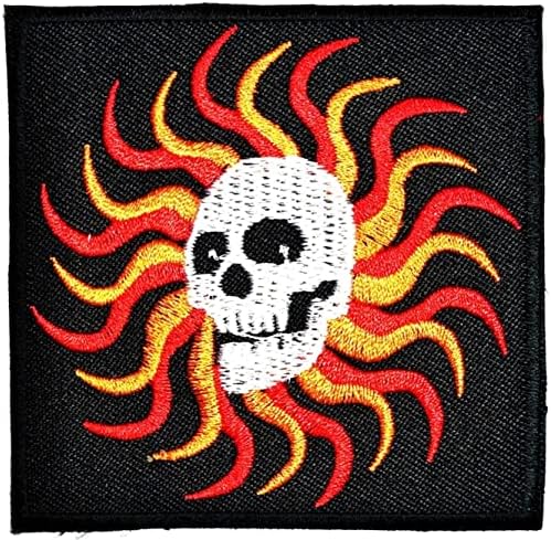 Kleenplus 3pcs. Crânio de terror solar canteiro bordado de bordado Ferro em costura em emblema para jaquetas jeans calças mochilas roupas adesivas de roupas de desenho animado
