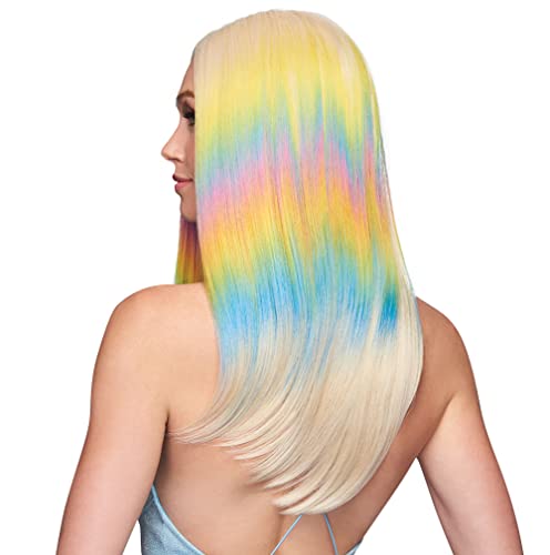 Dança do penteado até o amanhecer Pastel Rainbow Wig de Hairuwear, cabelos lisos, tamanho médio de tampa