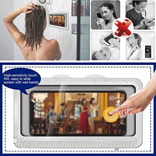 Srhmywgy portador de telefone do chuveiro espelho impermeabilizado portador de desktop de parede de parede Caixa de telefone para bandeja de bandeja de bandeja de banheiro da cozinha compatível com smartphones de até 6,8 polegadas