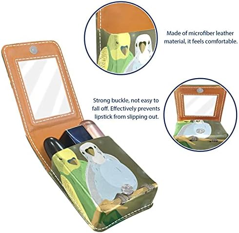 Budgie Casal Mini Lipstick Case With Mirror for Purse Portable Case Holder Organization
