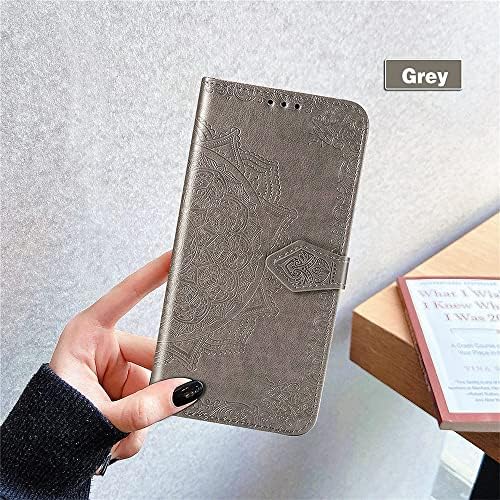 Memaxelus flip wallet Case para Samsung Galaxy A04E, Caixa de telefone Galaxy A04E com o porta -voz do Kickstand Slot Slot Mandala Design Caso de proteção de couro premium para Samsung A04E Mandala Gray SD