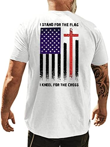 Xxbr 4 de julho Mens camisetas de manga curta, impressão de bandeira retro americana de verão Slim Fit Patriótico Casual