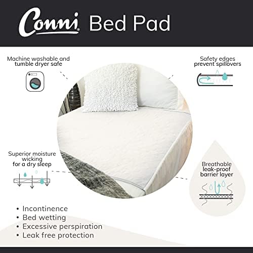 Conni reutiliza a almofada de cama com dobra, absorvente, impermeável e lavável protetor para incontinência, molhamento