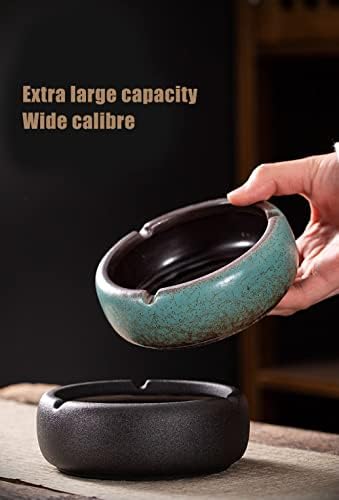 Zxllo de estilo japonês de estilo japonês, cinzeiro de cerâmica, cinzeiro criativo, cinzeiro de escritório retro zen, preto