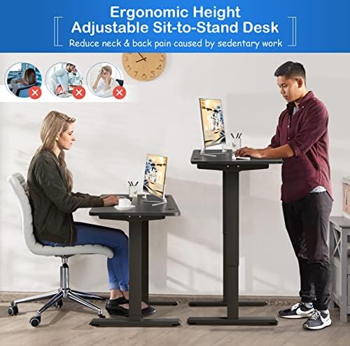 Globalway Electric Stand-Up Desk Frame, quadro de levantamento de motor duplo com largura e altura ajustável, controlador