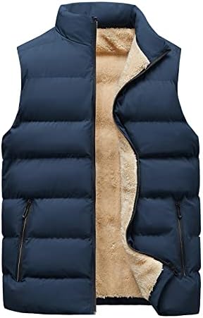 Xiaxogool Vest Men, unissex Winter Warm Outdoor acolchoado colete de soprado acolchoado Sherpa grossa jaqueta sem mangas