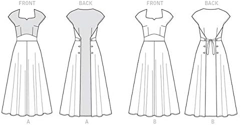 Butterick Patterns 6212 A5, Misses Dress, tamanhos 6-8-10-12-14, branco
