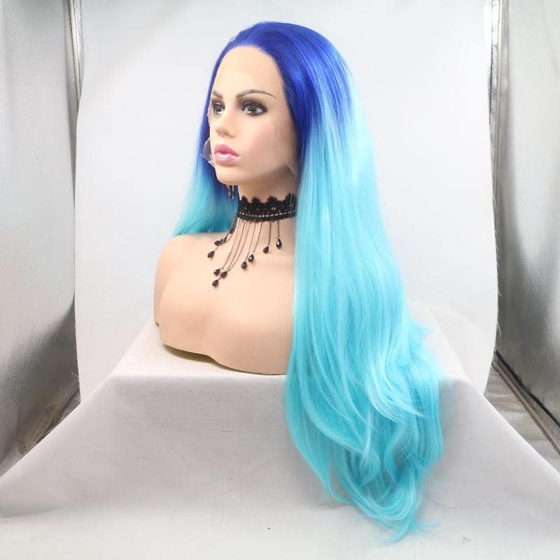Houkai longa ondulação de cabelos sintéticos peruca de renda para mulheres 24 polegadas Cosplay Lolita Party resistente a calor perucas