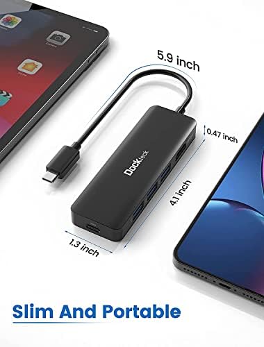 USB C Hub 4K 60Hz, adaptador multitor de USB-C de DockTeck 5 em 1 com 4K HDMI, entrega de energia 100W, 3 USB 3.0