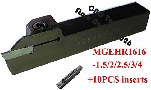 FINCOS 1PCS MGEHR1616-1.5/MGEHR1616-2/MGEHR1616-2.5/MGEHR1616-3/MGEHR1616-4 +10PCS insere haste de ferramentas de torneamento CNC, ferramentas de torno