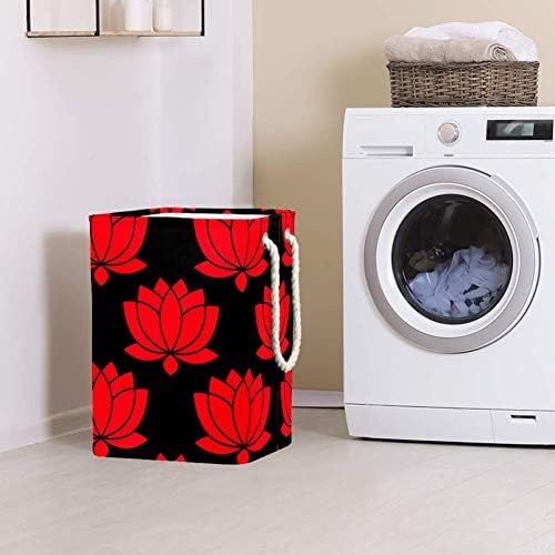 Inomer Red Lotus 300D Oxford PVC Roupas à prova d'água cesto de lavanderia grande para cobertores Toys de roupas no quarto