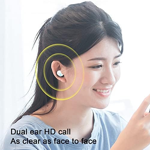 Fones de ouvido sem fio, fones de ouvido Bluetooth 5.2 estéreo com estojo de carregamento e microfones internos, controle