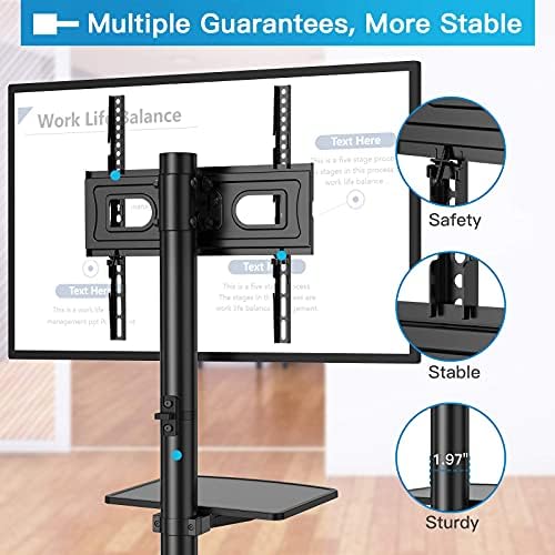 Perlesmith Mobile TV Stand para TVs de tela de tela plana/curva de LED de 23 a 60 polegadas LCD, o carrinho de TV de