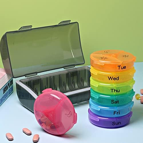 Organizador de comprimidos, recipiente de remédios de 7 dias com 7 coloridos portáteis de vitamina portátil para viagens ao ar livre em casa