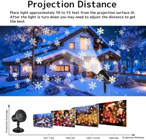 Christmas Moving Snowflakes Luzes do projetor, padrão dinâmico de queda de neve Lâmpada de projeção LED externa/interna