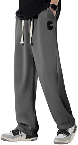 Sheenhe elástica da cintura masculina Sorra de pista de moletom reto de calça solta calças
