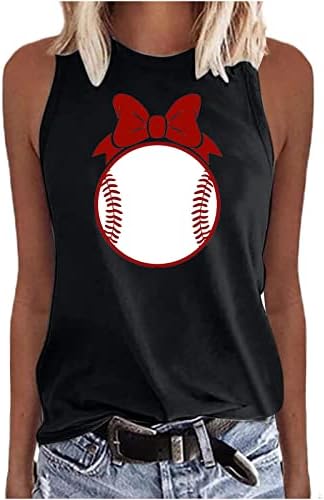 Tanque de beisebol tampas femininas letra engraçada Camisa gráfica de beisebol de verão sem mangas de gestão de beisebol