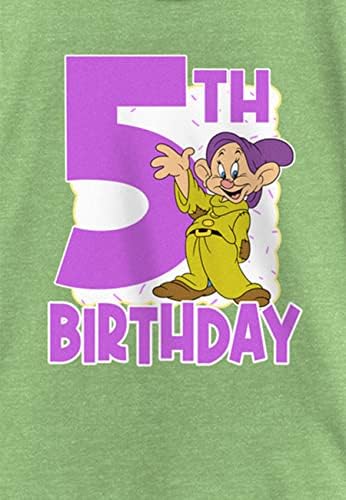 Disney Snow Branca DOPEY 5º Aniversário Meninas Camiseta Heather