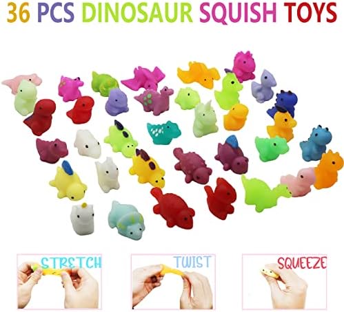 36pcs dinossauros mochi machos, dinossauros kawaii brinquedos mole, brinquedos mole de dinossauros, mini misinhos estressam brinquedos