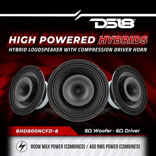 DS18 8HD800NCFD -8 8 Alto -falante de médio porte com chifre de compressão - Provo de água Fibra de carbono baixo e motorista coaxial