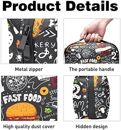 Bolsa de higiene pessoal Kit DOPP pendurado para homens resistentes a água para viajar, cachorro -quente de donut para pizza de hambúrguer