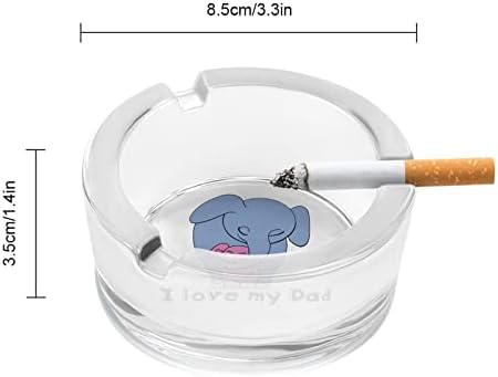 Elefante eu amo meu pai redondo vidro cinzeiro titular para cigarros case fofa fumando bandeja de cinzas
