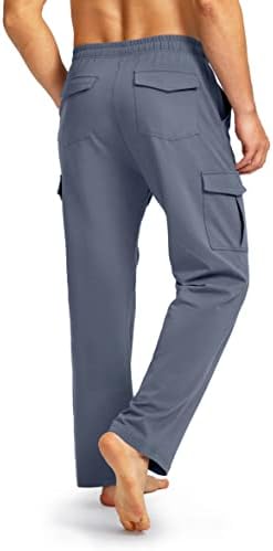 Calça de moletom de algodão masculina de pudolla com bolsos de carga de ioga de fundo aberto para homens calças