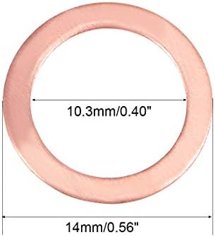 UXCELL 30PCS 10,3mm x 14mm x 1mm de arruela plana de cobre para parafuso parafuso