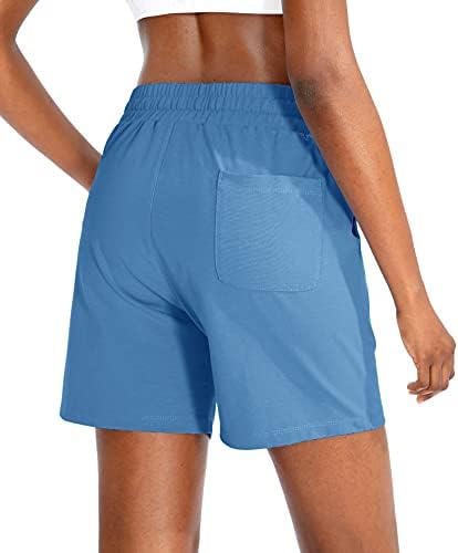 Santiny Women's Cotton Shorts 5 '' Lounge Yoga Shorts Jersey Sweat Bermuda Shorts para mulheres andando atléticas com bolsos