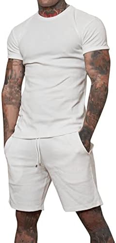 Roupas de 2 peças para homens, muscular casual de verão Casual Camisetas de manga curta e shorts esportivos de fit clássicos