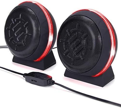 Aprimore os alto -falantes de jogos USB SL2 para PC com luz vermelha LED, conexão com fio de 3,5 mm e controle de volume em linha,