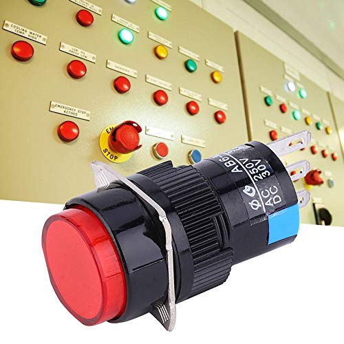 Interruptor de botão redondo 5pcs, interruptor de botão momentâneo LA16-11/AB6-M AC 250V 30A DC 30V 5A botão redondo