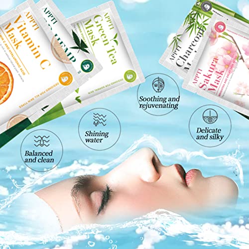 Máscara facial de ervas naturais da Appti, máscara de folha de essência hidratante, máscara de cuidados com a pele coreana, para hidratação, calmante, purificação, 10 pacote