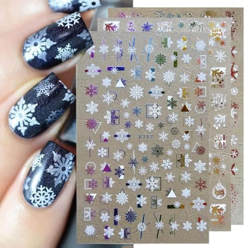 8 lençóis adesivos de arte de natal arte adesivos Xmas de inverno adesivo de unhas de neve boneco de neve do santa elk decalques de