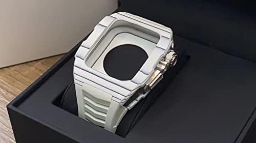 Kit de modificação de relógio de fibra de carbono Aemall para Apple Watch 7 45mm carbonfiber, para 6 SE 5 4 44mm Fluoro Borracha