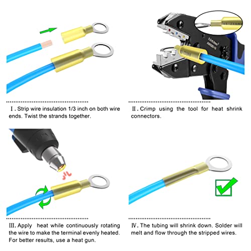 Sanuke 12-10 AWG-Terminais de anel de encolhimento de calor de 1/2