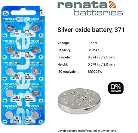 Renata 371 baterias SR920SW - 1,55V de óxido de prata 371 Watch Battery