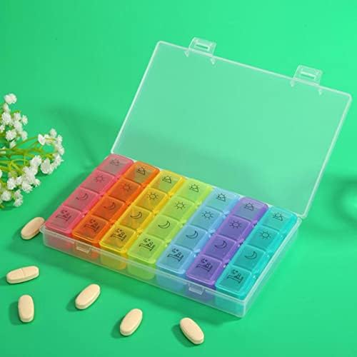 Cabilock 28 Organizador portátil, Medicação colorida Mensal de retenção de contêiner, vitamina com organizador de plástico de óleo