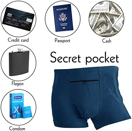 Roupas íntimas de bolso Luexbox para homens com bolso da frente escondido secreto, troca de boxe de viagens, 2 pacotes
