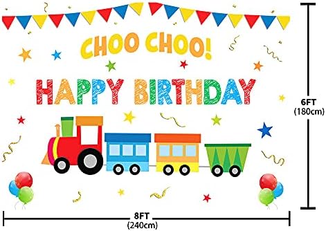 Ablin 8x6ft feliz 2º aniversário menino garoto choo choo amarelo verde trem azul azul colorido balões de galhet