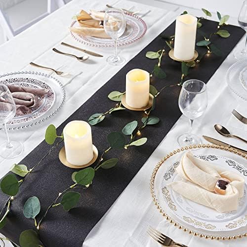 EFAVORMART 9ft Black Glitter Table Roll Roll, Roll Disposable Table Runner para Morden Elegante Partido de Casamento de Férias