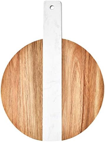 Bestonzon Natural Wood Rutting Board com tábua de marmore com alça de pão tábua da tábua da placa de servir para queijo