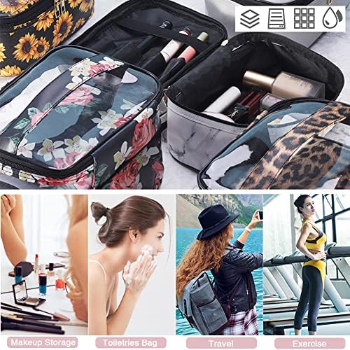 Sacos de maquiagem Fitini Casos cosméticos de armazenamento de viagens de camada dupla compõem sacos de higiene pessoal organizador