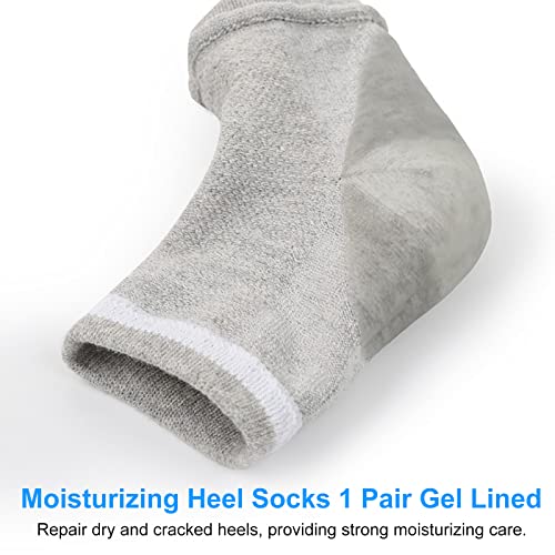 Layhou hidratante meias de calcanhar 1 par em gel forrado toless spa meias de tratamento de tratamento com tensão amaciante de salto