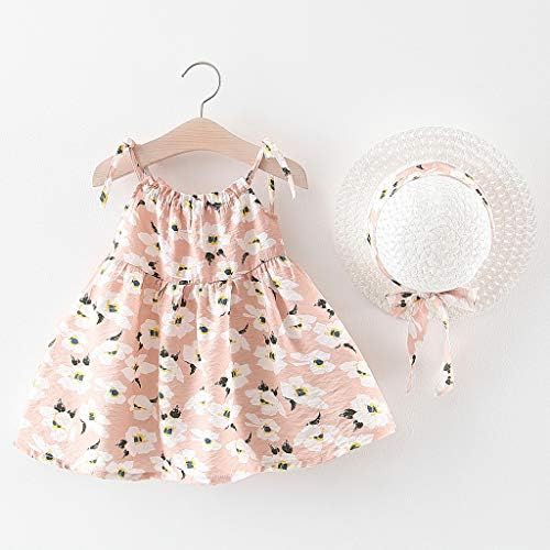Vefsu fashiontoddler bebês garotas meninas sem mangas vestidos de princesa floral roupas de chapéu de proa de roupa rosa 2-3 anos